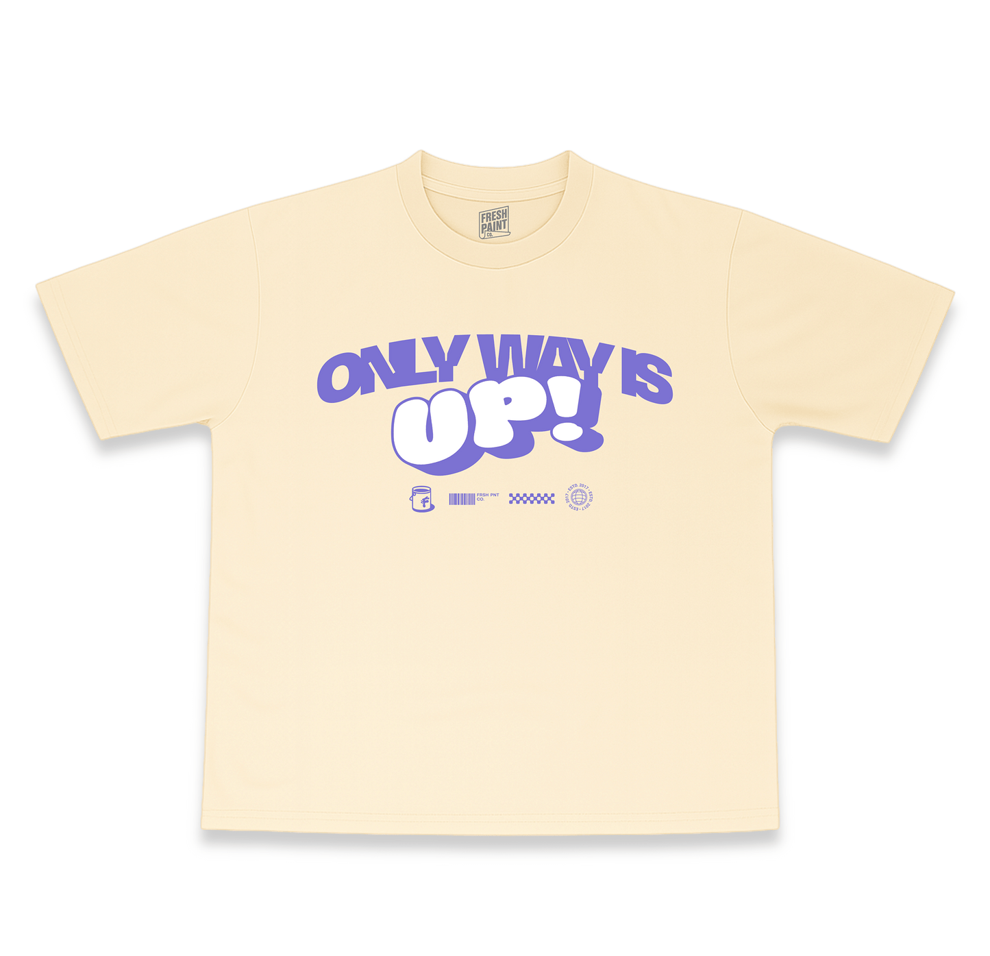 ONLY WAY IS UP! TEE (TAN w/PURPLE/WHITE)
