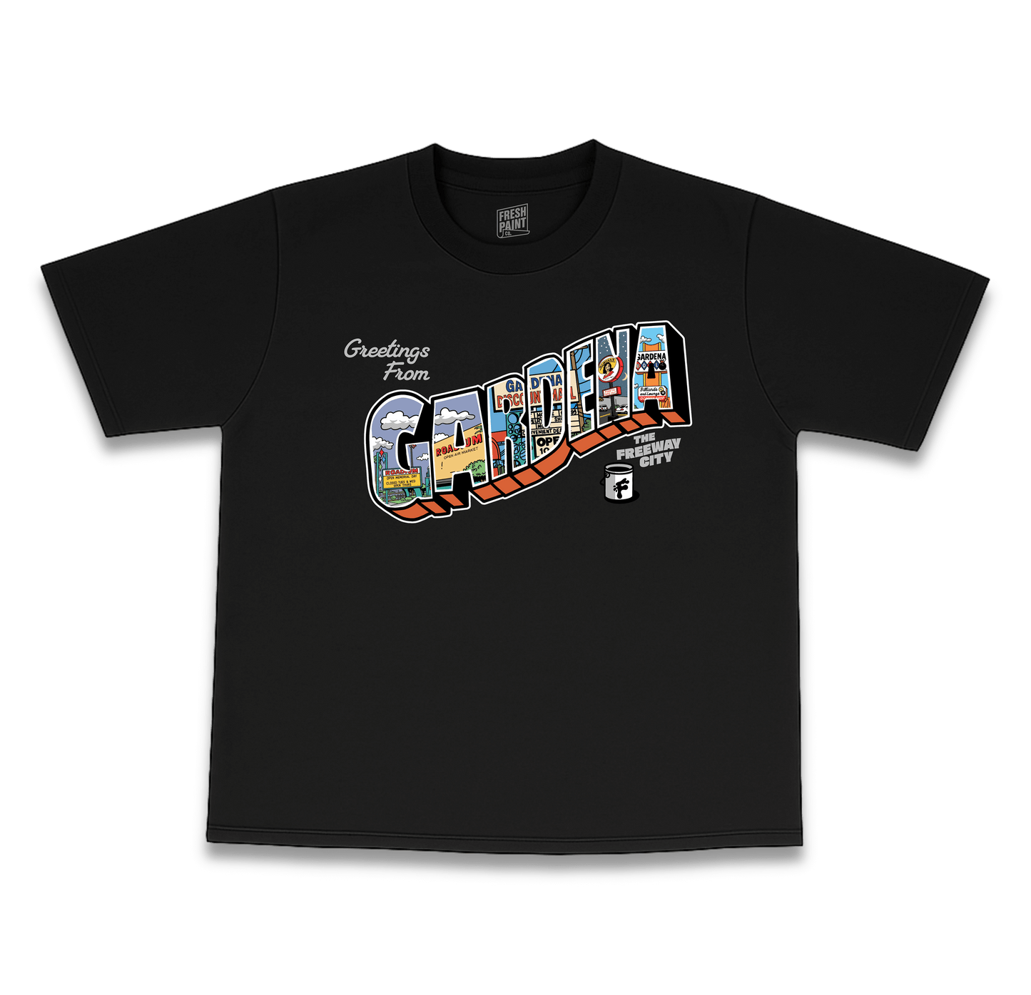 GARDENA POST CARD T-SHIRT (BLACK)