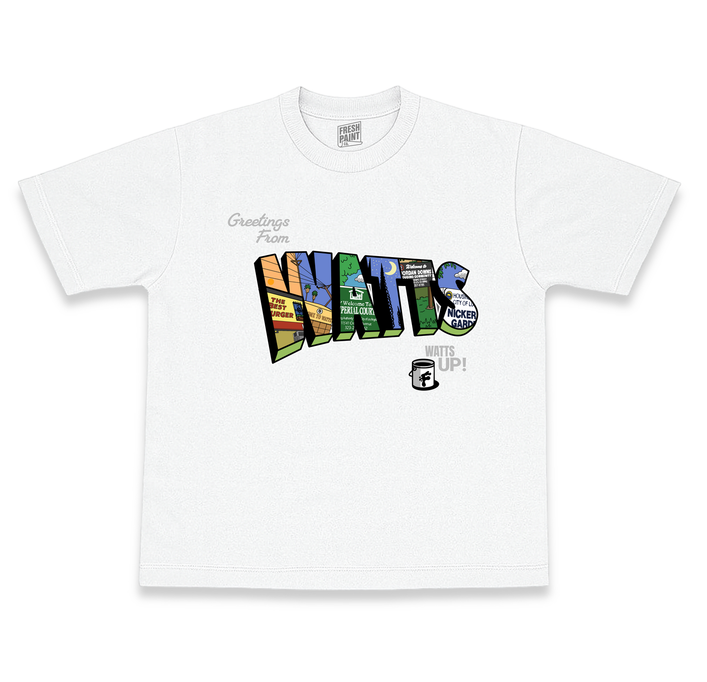 GREETINGS WATTS TEE (4 COLOR OPTIONS)