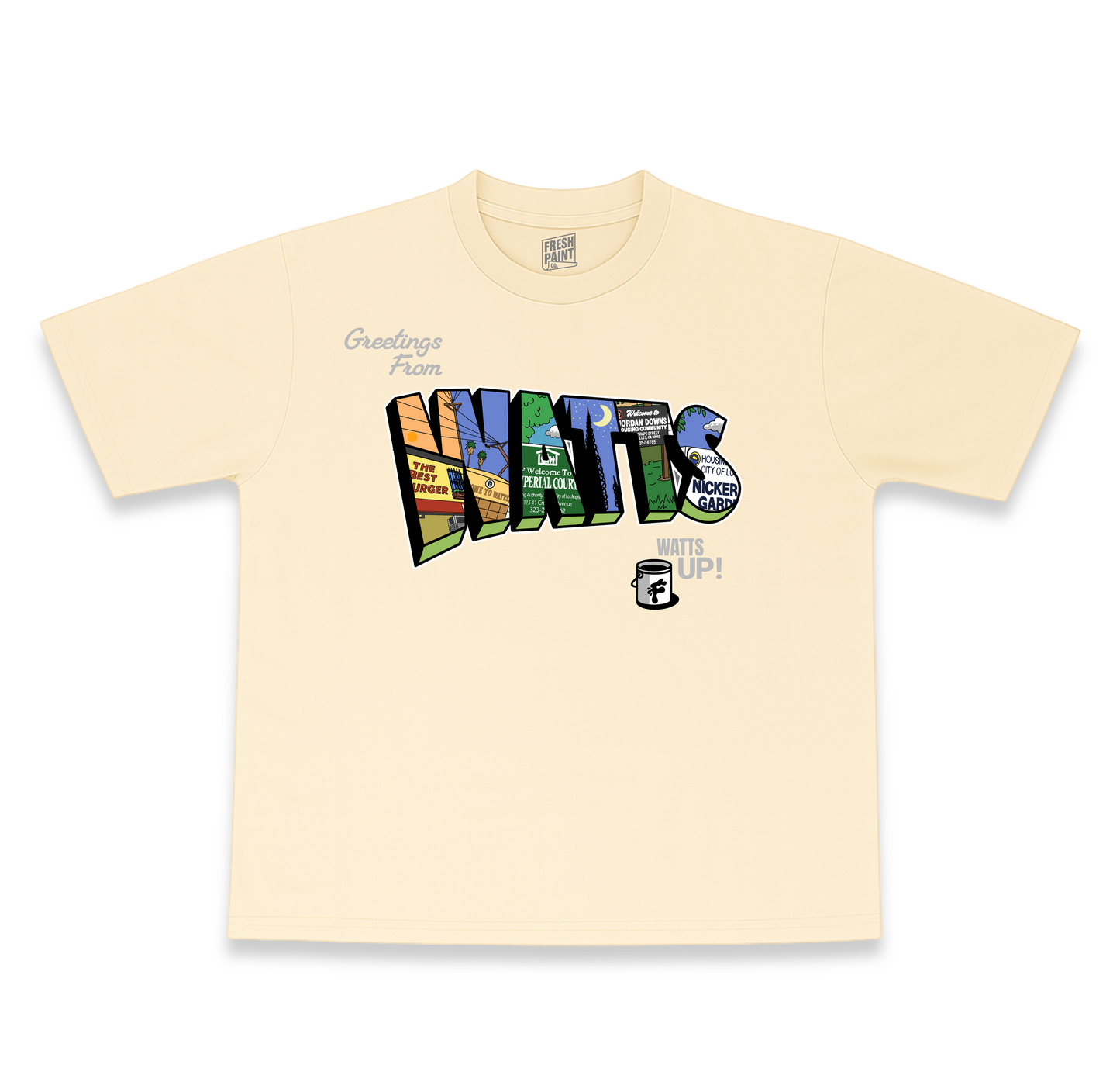 GREETINGS WATTS TEE (4 COLOR OPTIONS)