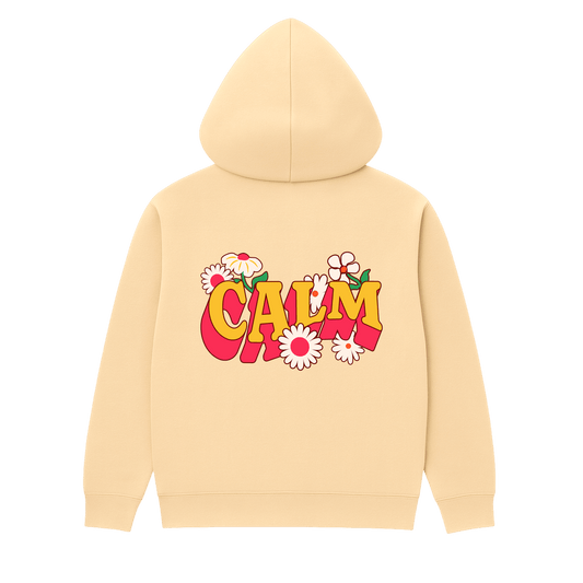 FLORAL CALM PAINT HOODIE — TAN