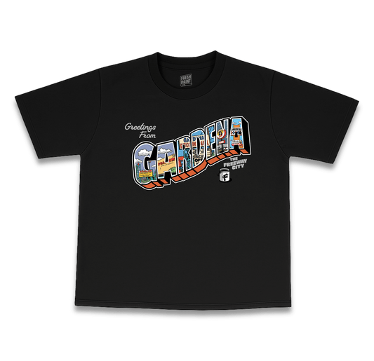 GARDENA POST CARD T-SHIRT (BLACK)