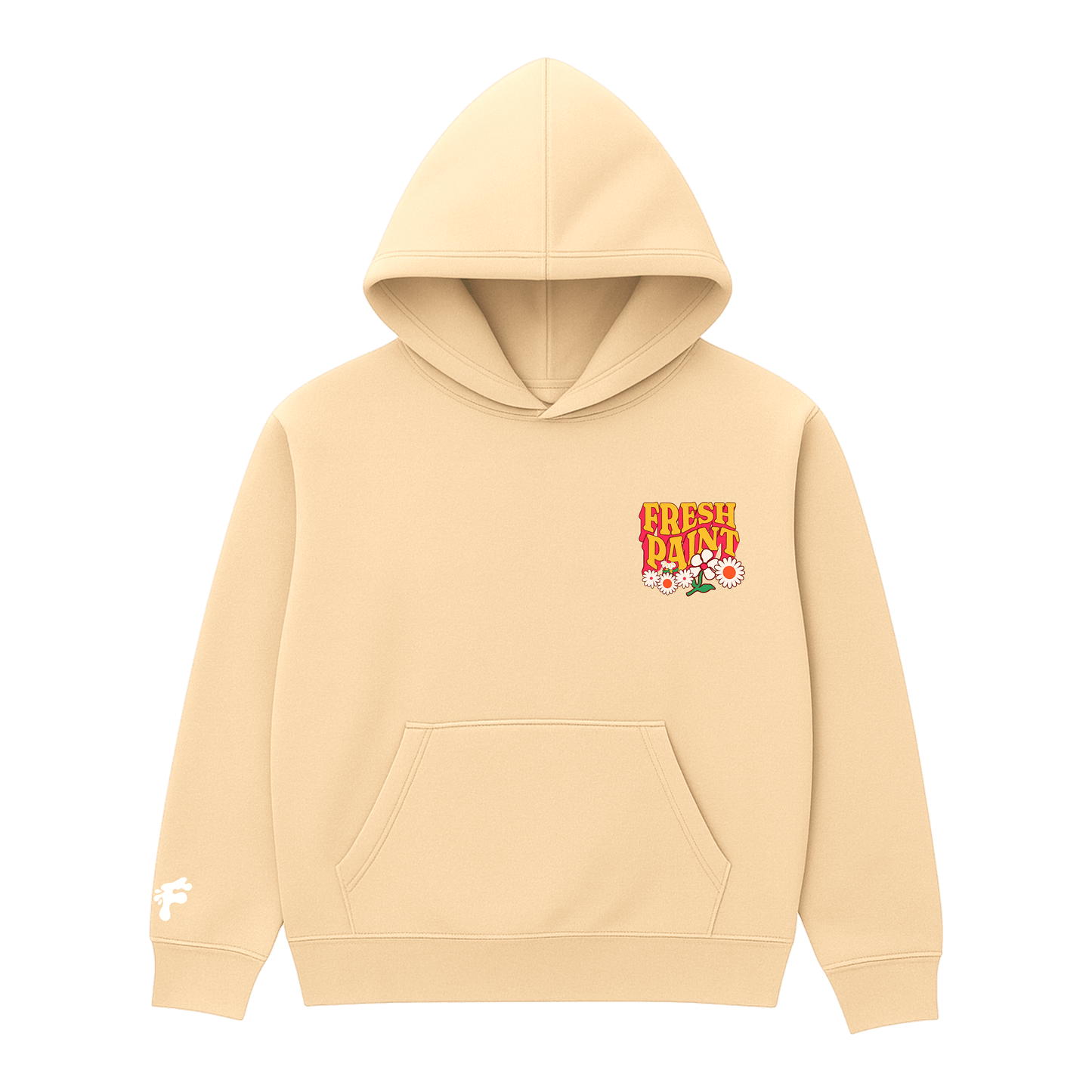 FLORAL CALM PAINT HOODIE — TAN